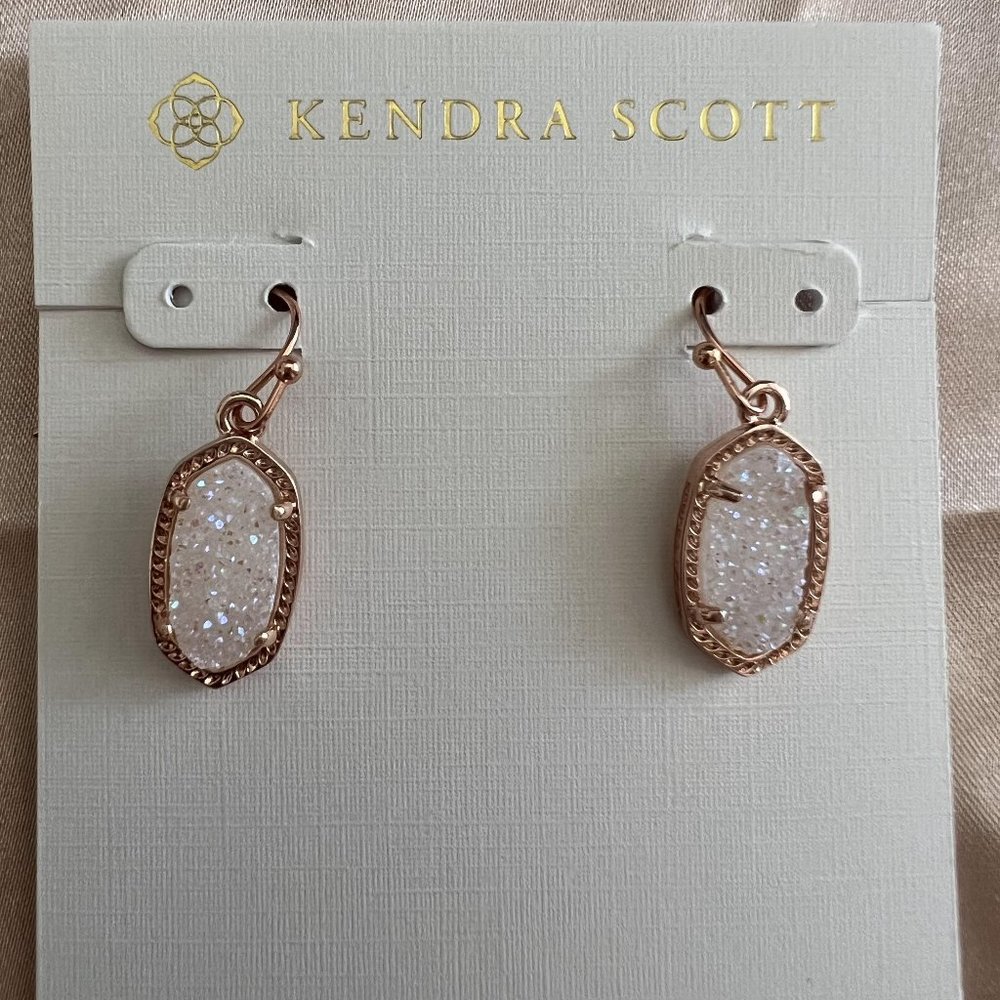 Kendra Scott Lee Rose Gold Druzy earrings - Picture 1 of 6